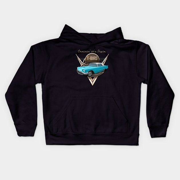 Thunderbird TBird Ford Car Kids Hoodie by hardtbonez